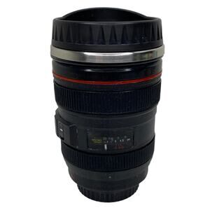 Camera Lens Mug Coffee Tea Stainless Steel Travel Cup Thermos Flask Sipping Lid